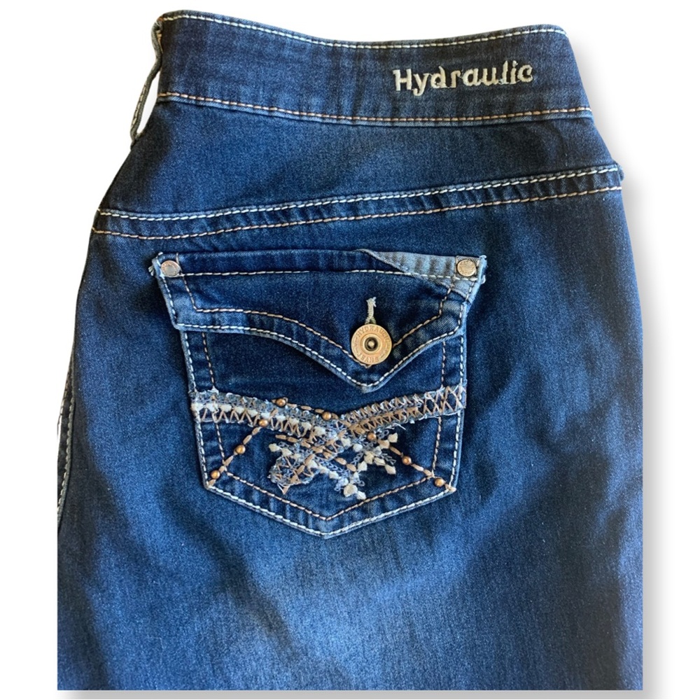 Hydraulic Womens Denim Blue Jeans with Pocket Embellishments 16W